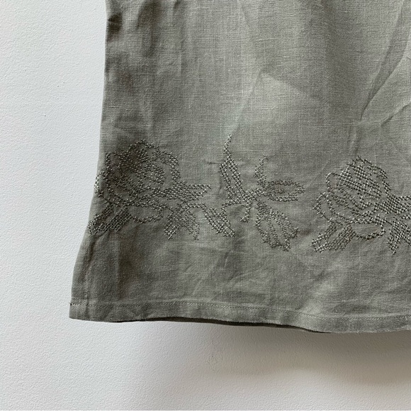 100% linen sleeveless top size uk 12 embroidered - Picture 2 of 7